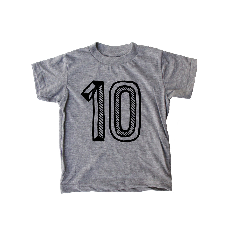 Gray Number Tee Numbers 1-10