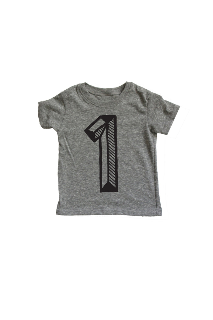 Number Tee Gray Graphic Tee (Numbers 1-10)