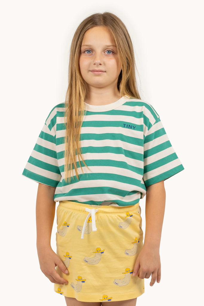 Stripes Tee Dark Emerald/ Light Cream by Tinycottons