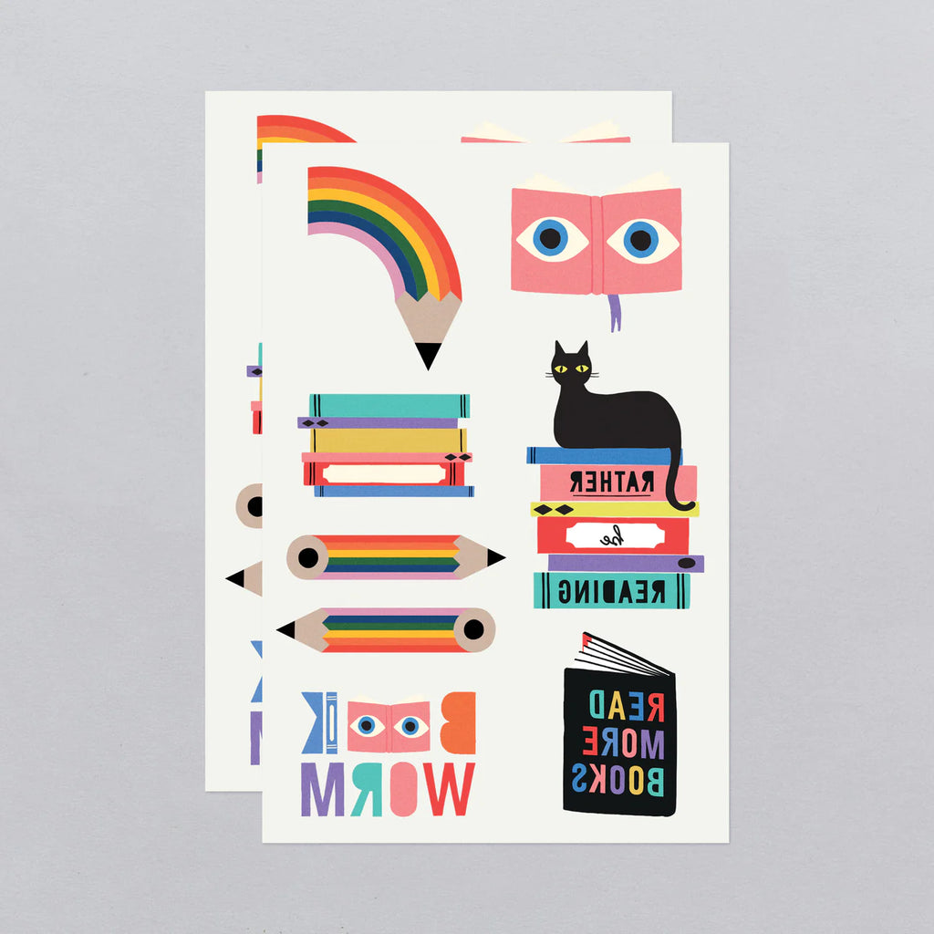 Bookworm Tattoo Sheet by Tattly