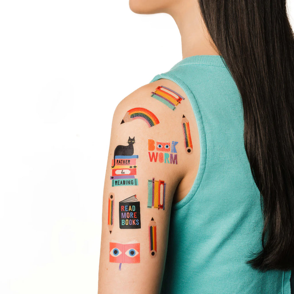 Bookworm Tattoo Sheet by Tattly