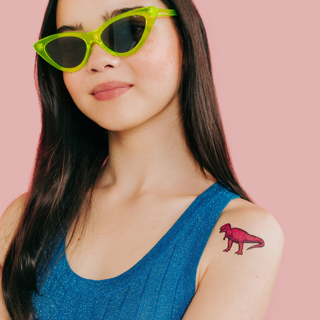 Pink T Rex Temporary Tattoos by Tattly