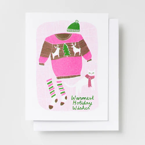 Warmest Holiday Wishes - Risograph Card by Yellow Owl Workshop