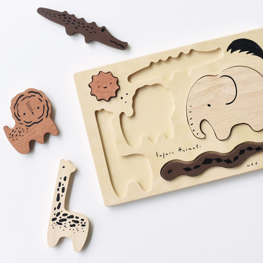 Safari Animals Wooden Tray Puzzle by Wee Gallery